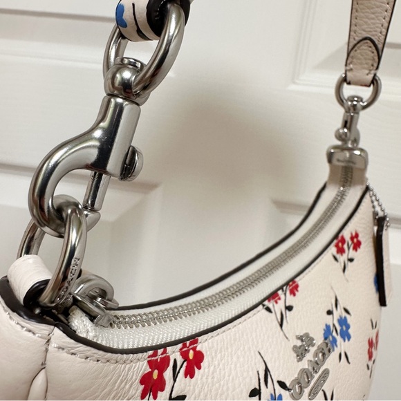 Coach Teri Floral Chalk Multi Pebbled Leather Shoulder Bag NWOT - Picture 12 of 14